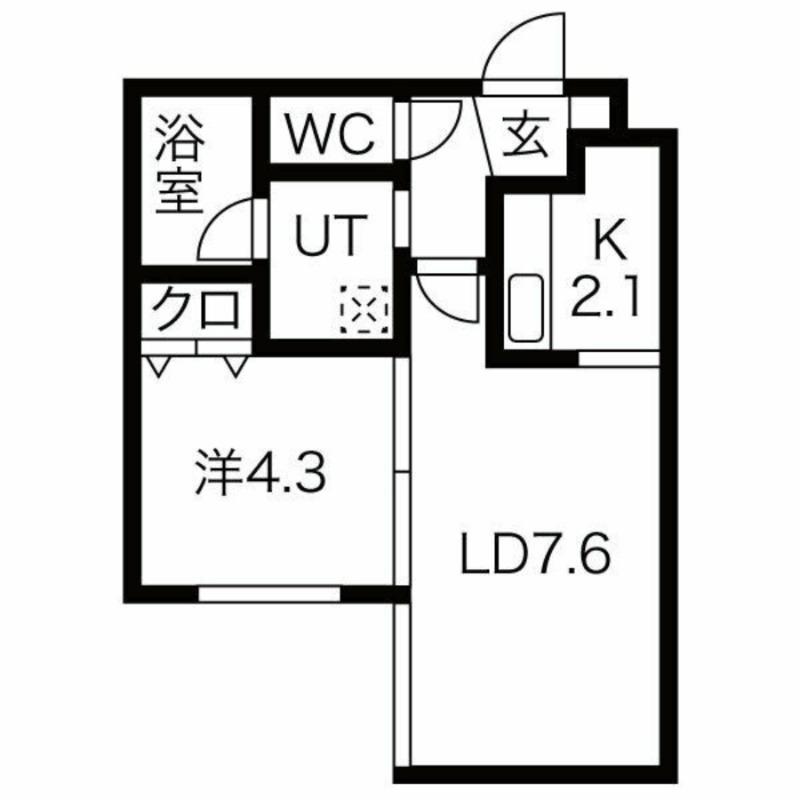 HOPE月寒中央 A棟(1LDK/4階)の間取り写真