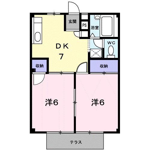 シティハイツサンシャインA(2DK/1階)の間取り写真
