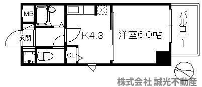 アリエス平尾II 243(1K/5階)の間取り写真