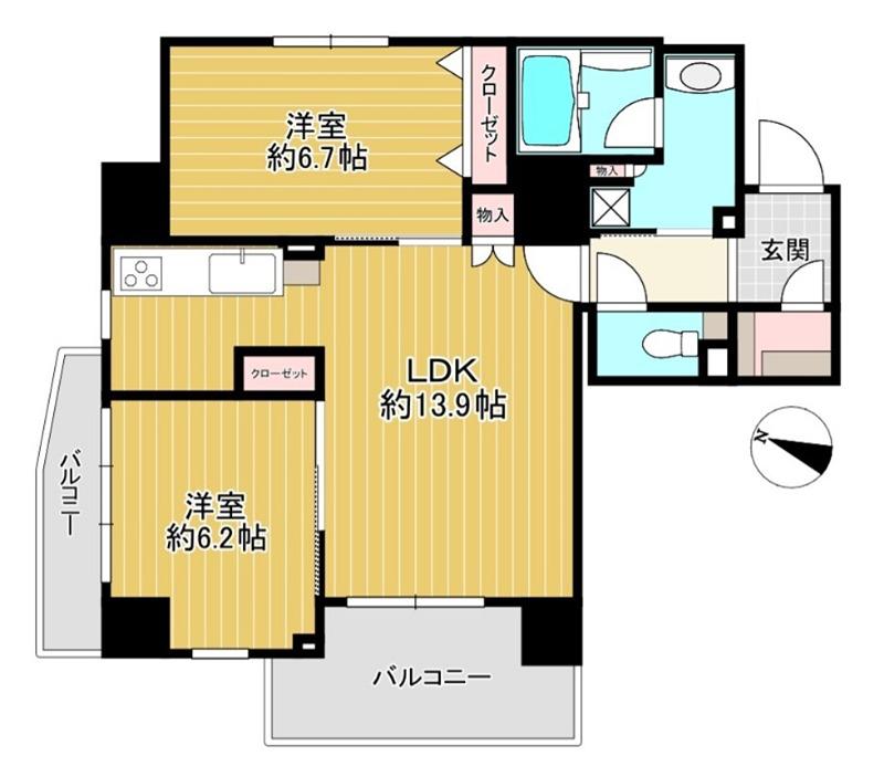 クリオ南小岩901(2LDK/9階)の間取り写真