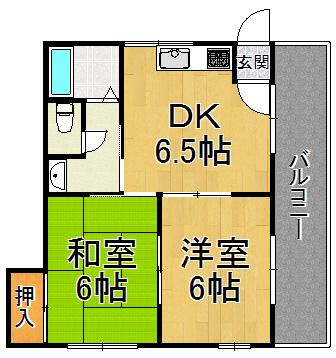 ハイツ桜ヶ丘2(2DK/3階)の間取り写真