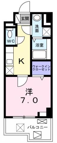 ヘスティア(1K/4階)の間取り写真