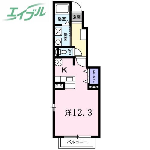 エアリーヴィラ(1K/1階)の間取り写真