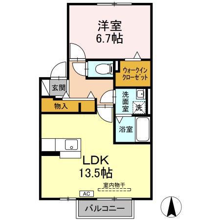 ブルームコートII(1LDK/2階)の間取り写真