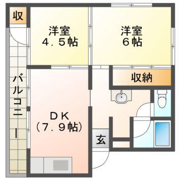 ベターアール柏崎(2DK/1階)の間取り写真