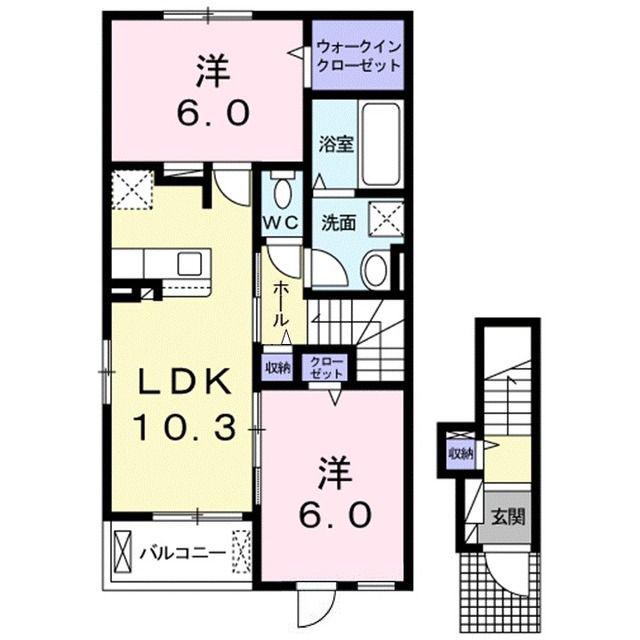 ピノ・ドルチェII(2LDK/2階)の間取り写真