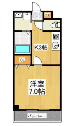 シルビアII(1K/2階)の間取り写真