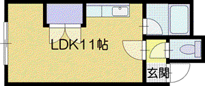 クリオ88(ワンルーム/3階)の間取り写真