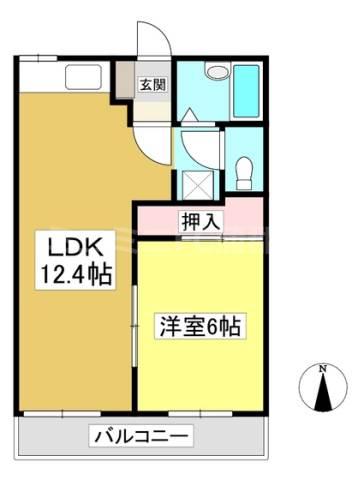 ライトハイツH棟(1LDK/2階)の間取り写真