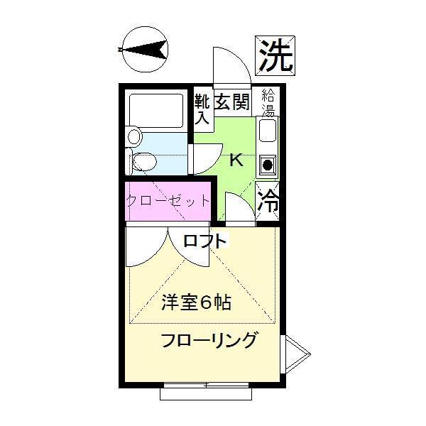 ヒルサイドコーポ(1K/2階)の間取り写真