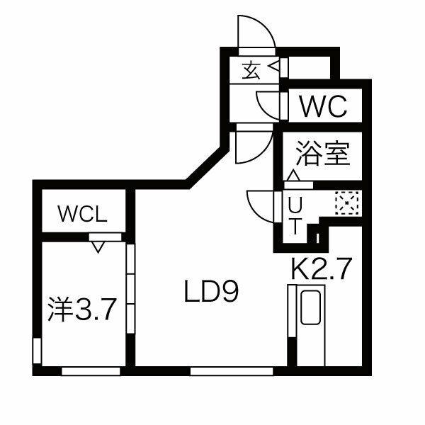 ラ・エスペランス麻生(1LDK/2階)の間取り写真