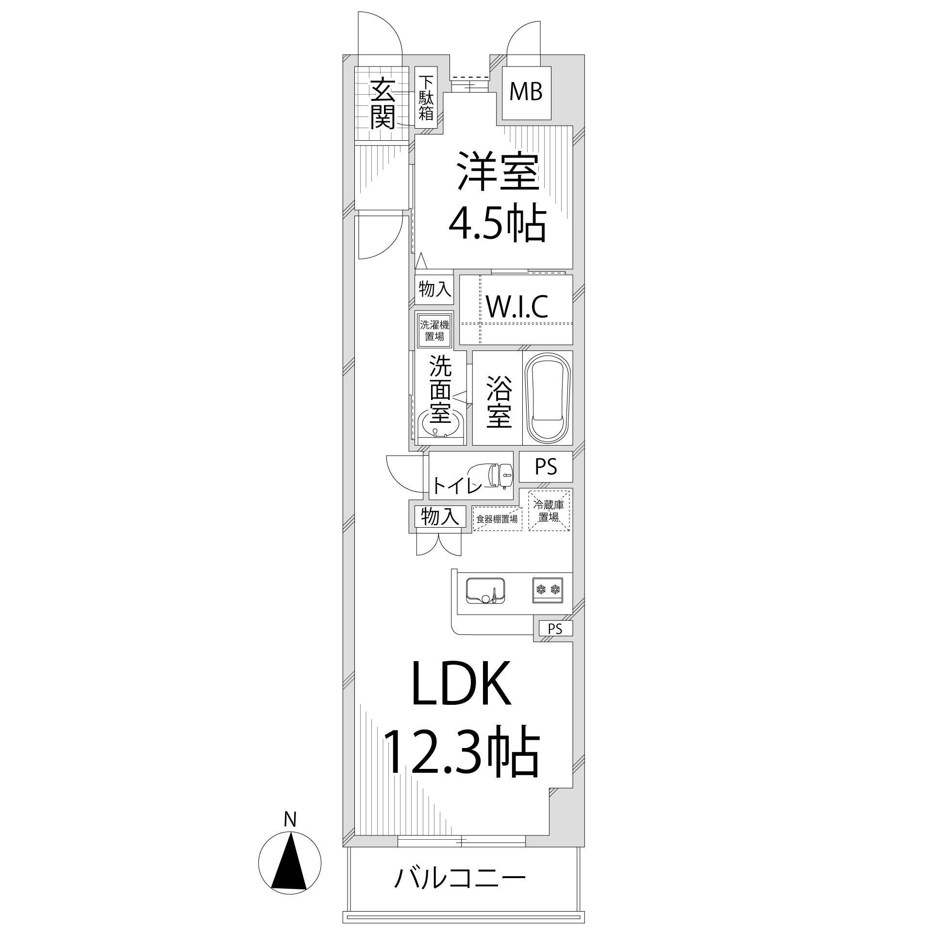 キャッスルコート土山(1LDK/5階)の間取り写真