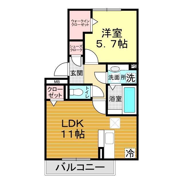 ミッドレジデンス A A棟(1LDK/1階)の間取り写真