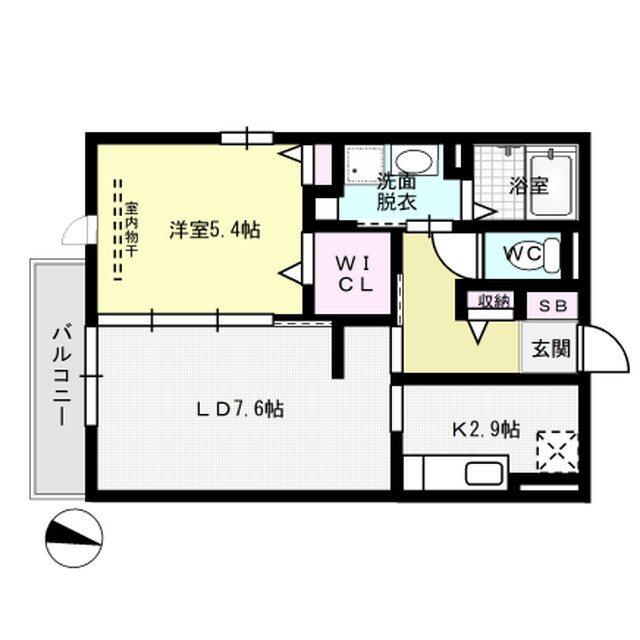 D-ROOM空港南(1LDK/2階)の間取り写真