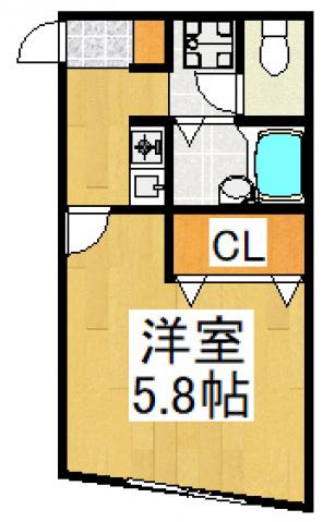 大室ビル(1K/2階)の間取り写真