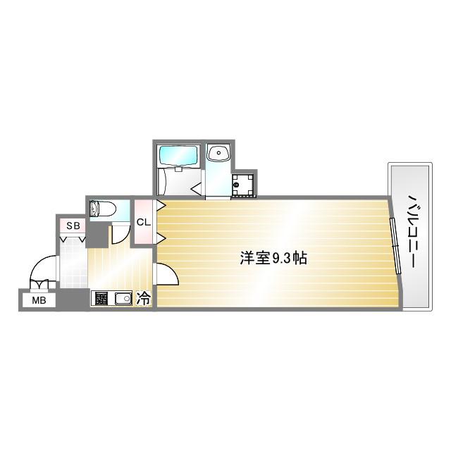 ダブルスタイル神戸(1K/8階)の間取り写真