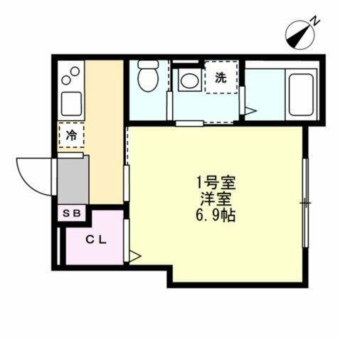 ベイルーム相武台前(1K/2階)の間取り写真