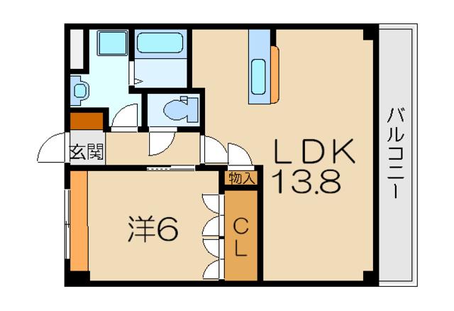 ディアドリーム(1LDK/2階)の間取り写真