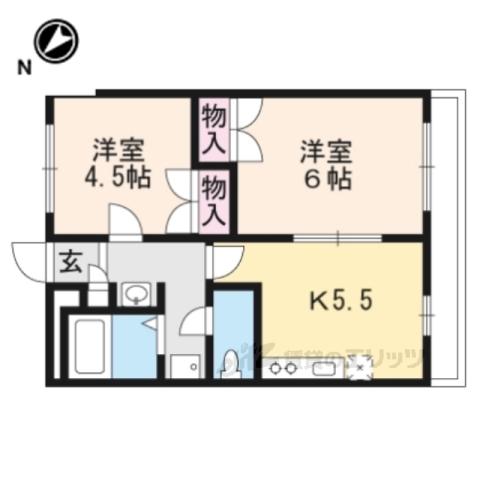 レオパレスヴィヴェール(2DK/2階)の間取り写真
