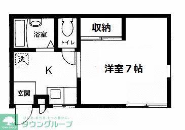 トライアングル(1K/2階)の間取り写真