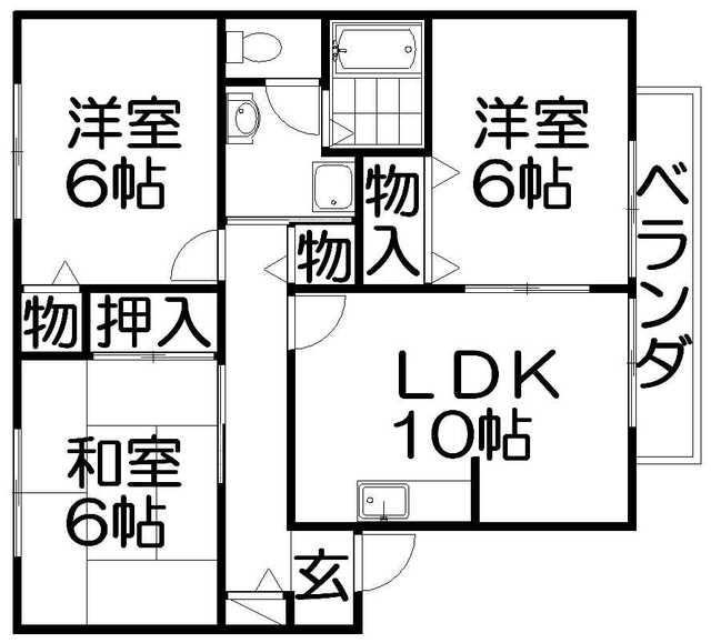 ハイカムールI(3LDK/1階)の間取り写真