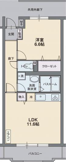 フレシール桜堤(1LDK/1階)の間取り写真