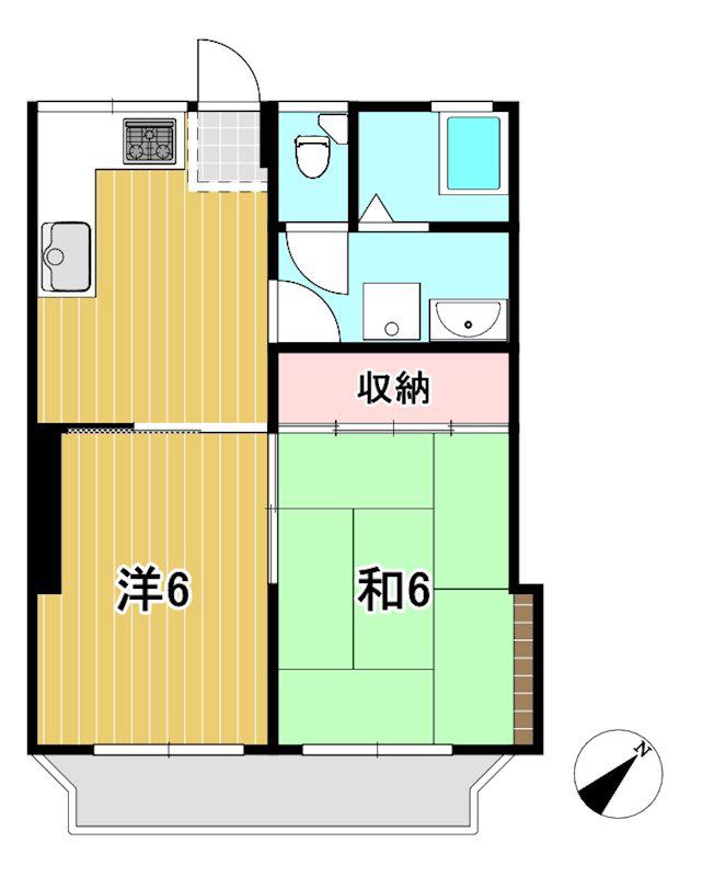 アリス2(2DK/1階)の間取り写真