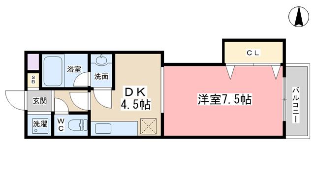 クオレッツァ山科(1DK/2階)の間取り写真