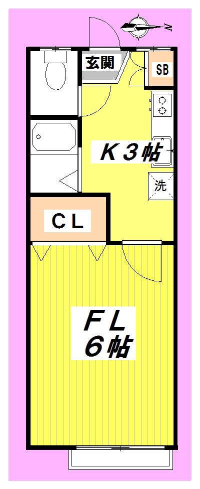 フォレスト中央(1K/1階)の間取り写真