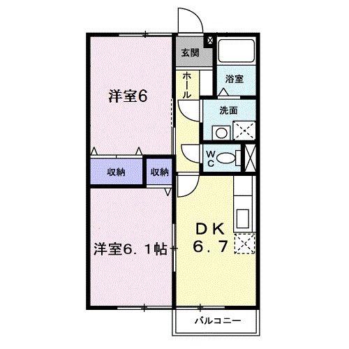 アメニティハイツカワシマC(2DK/1階)の間取り写真
