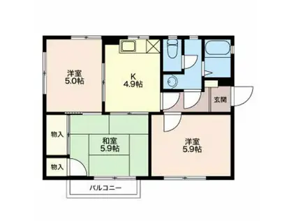 エスポワールSHODA(3DK/1階)の間取り写真