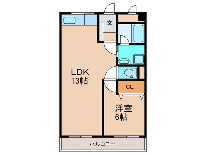オヌキ新博多ビル(1LDK/9階)の間取り写真