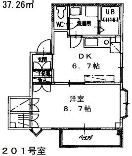 チェリーハイム・イマギII(1DK/2階)の間取り写真