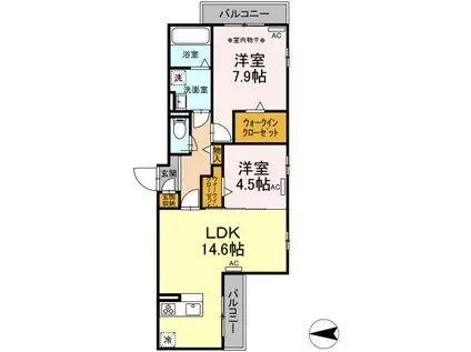 FLEURIR(2LDK/3階)の間取り写真