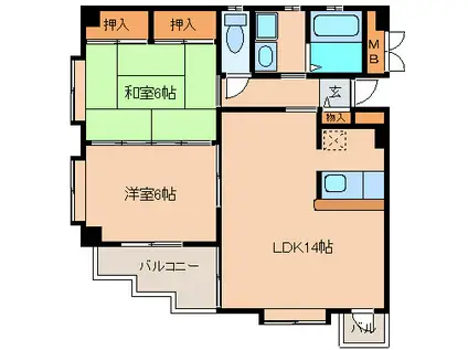ベイスターズ21(2LDK/2階)の間取り写真