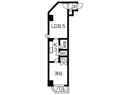 メープル南16条(1LDK/2階)の間取り写真