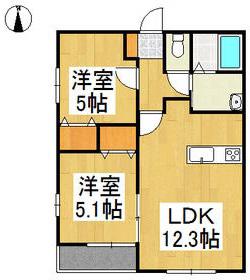 フォルトゥーナ(2LDK/2階)の間取り写真