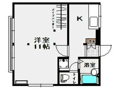 郡中大原コーポ(1K/2階)の間取り写真