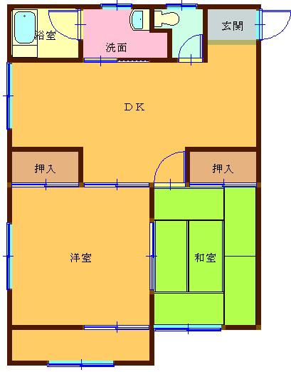 TKハイツ(2DK/1階)の間取り写真
