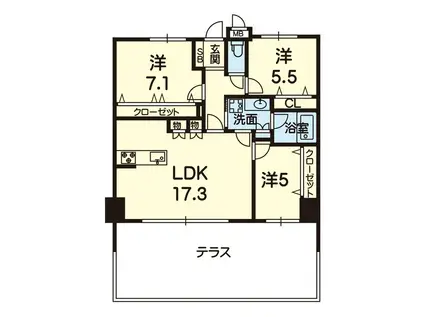 グランフォーレ京町レジデンス 103号(3LDK/1階)の間取り写真