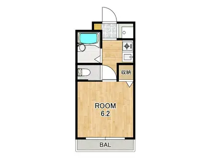 ウィズ秀和II(1K/2階)の間取り写真