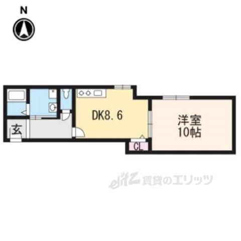 京福電鉄北野線 宇多野駅 徒歩12分 3階建 築48年(1LDK/3階)の間取り写真