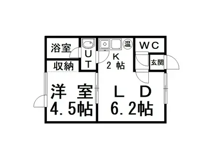 コーポリベラル(1LDK/2階)の間取り写真