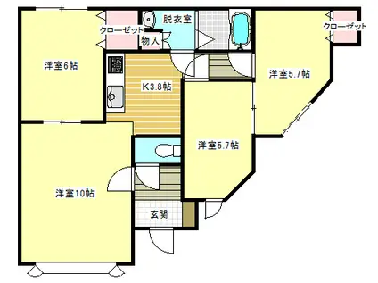 グランドール木野(3LDK/1階)の間取り写真