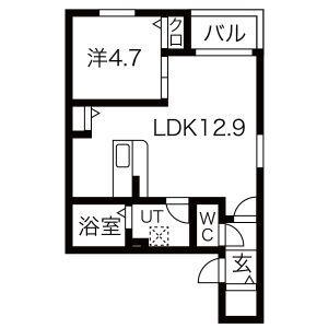 クラージュ龍ノ口(1LDK/1階)の間取り写真