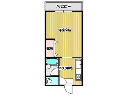 カントリーハイツ(1K/2階)の間取り写真