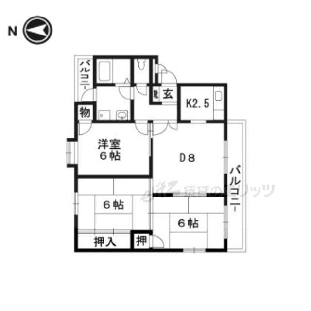 エスポアール前川(3DK/1階)の間取り写真