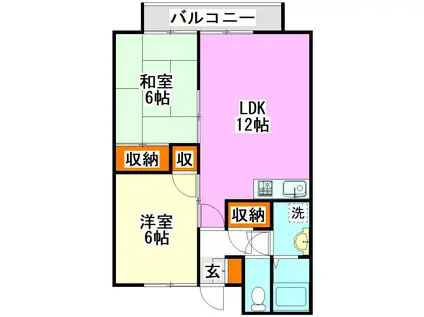 ケイハイツIII(2LDK/2階)の間取り写真