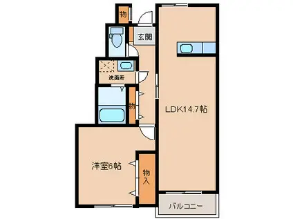 プルミエ・アムール(1LDK/1階)の間取り写真