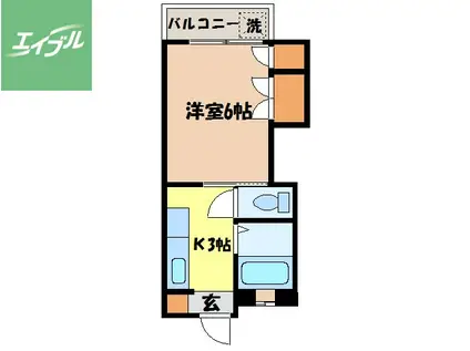 キャッスル東山手(1K/4階)の間取り写真